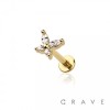 BUTTERFLY CZ STONE TOP PUSHIN (THREADLESS) 316L SURGICAL STEEL LABRET SET